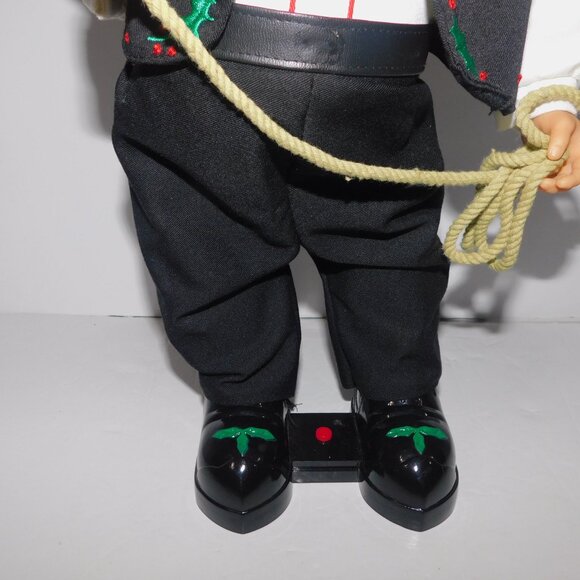 Gemmy 15" Animated Dancing Musical Christmas Cowboy Santa Claus with Lasso - Picture 7 of 10